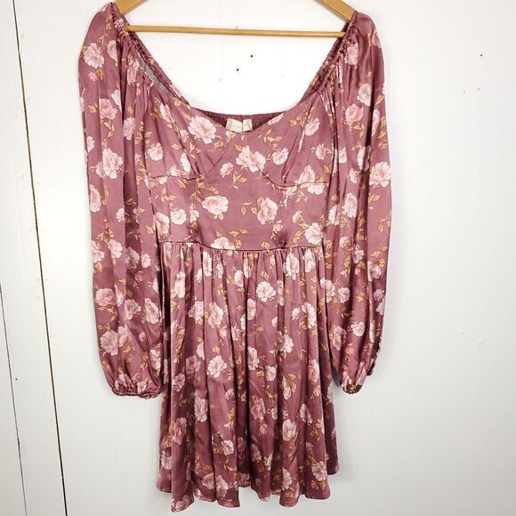 Altard State Dress Womens S Floral Smocked Back Silky Milkmaid Cottagecore - Picture 1 of 8